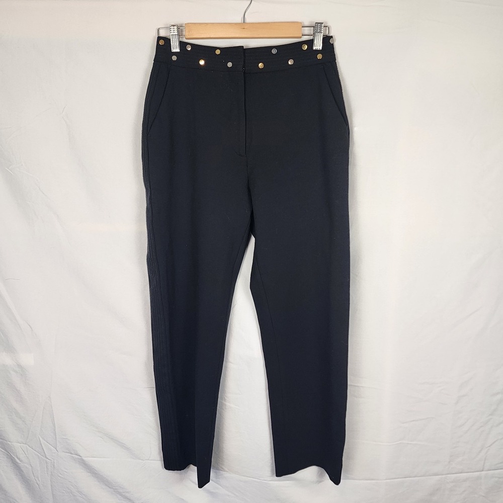 Sandro Paris Aurores Studded Black Cropped Stretch Pants Women's Size 38